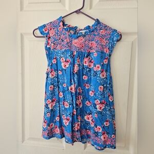 Floral Blue and Pink Blouse